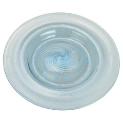 Vintage Murano Latticino Swirl Art Glass Bowl Dish Gold Accents Fratelli Toso