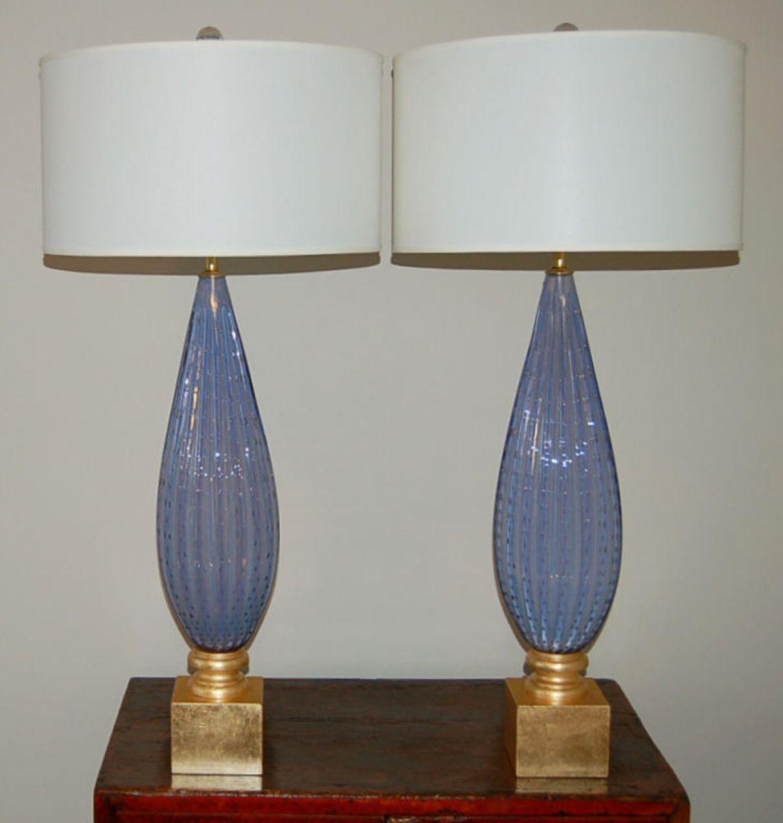 Vintage Murano Lavendel Opalglas Lampen (Moderne der Mitte des Jahrhunderts) im Angebot