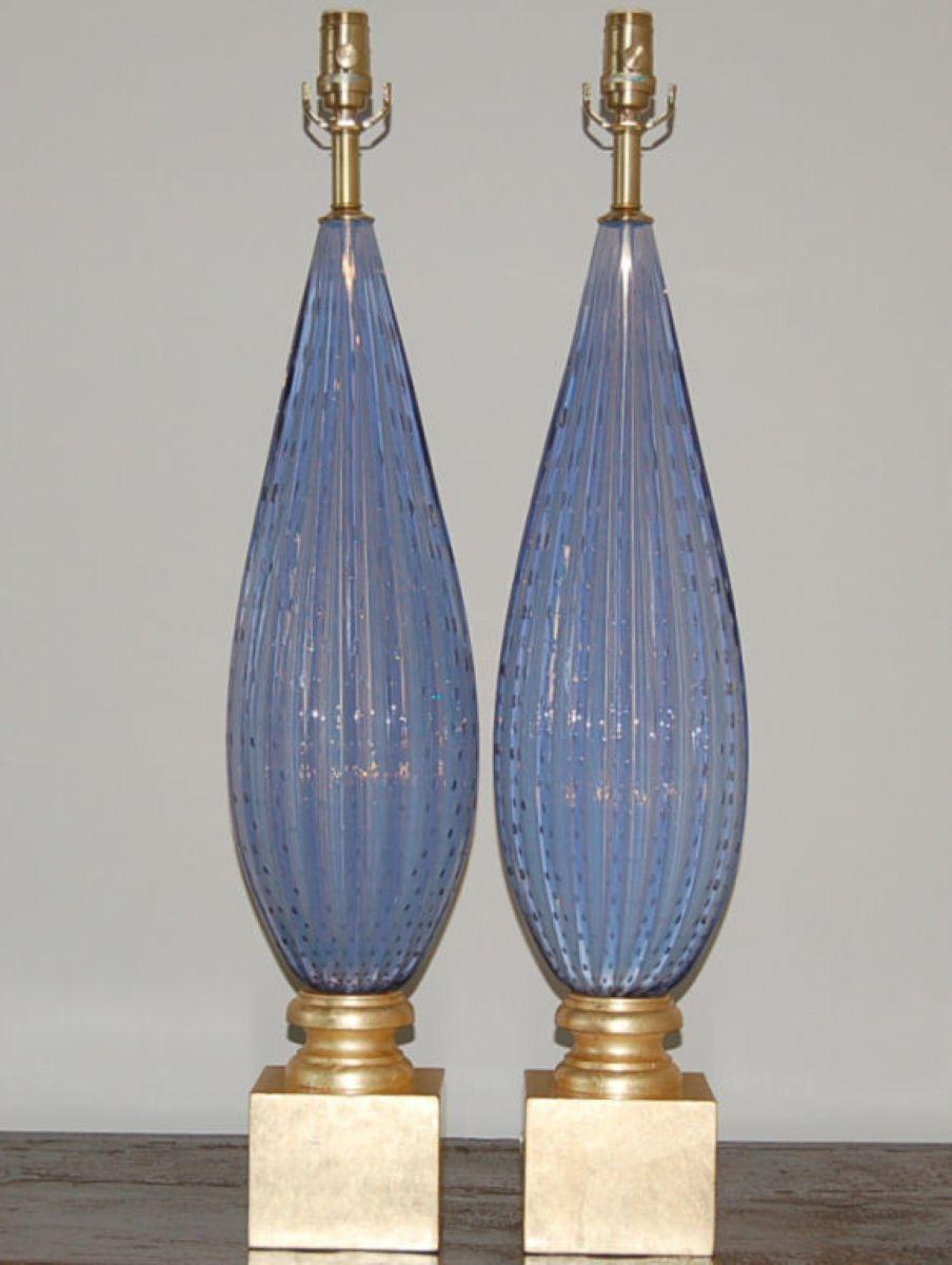 Vintage Murano Lavendel Opalglas Lampen (Italienisch) im Angebot