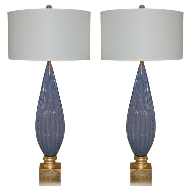 Vintage Murano Lavendel Opalglas Lampen im Angebot