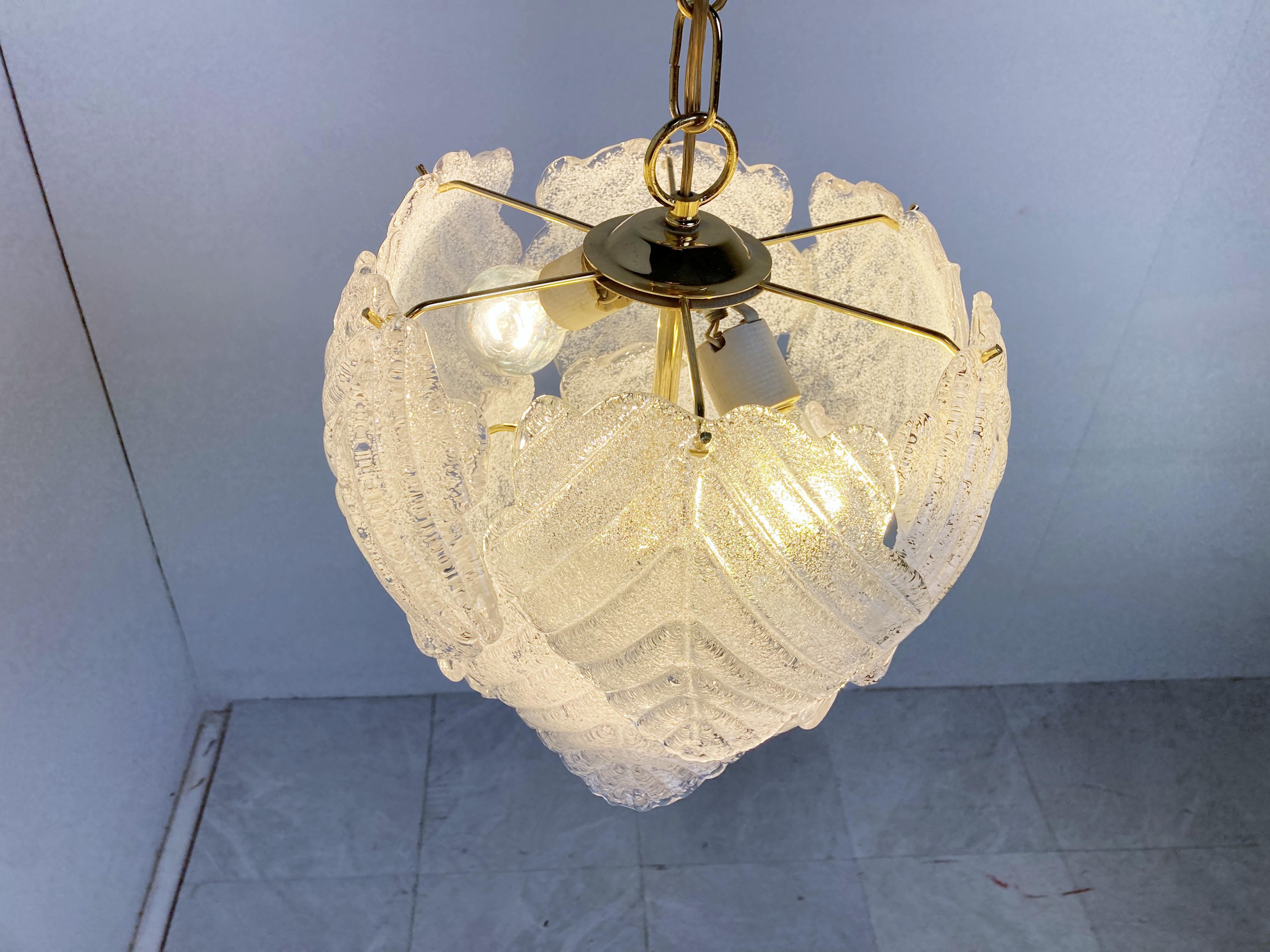 Late 20th Century Vintage Murano Leaf Chandelier, 1970s For Sale