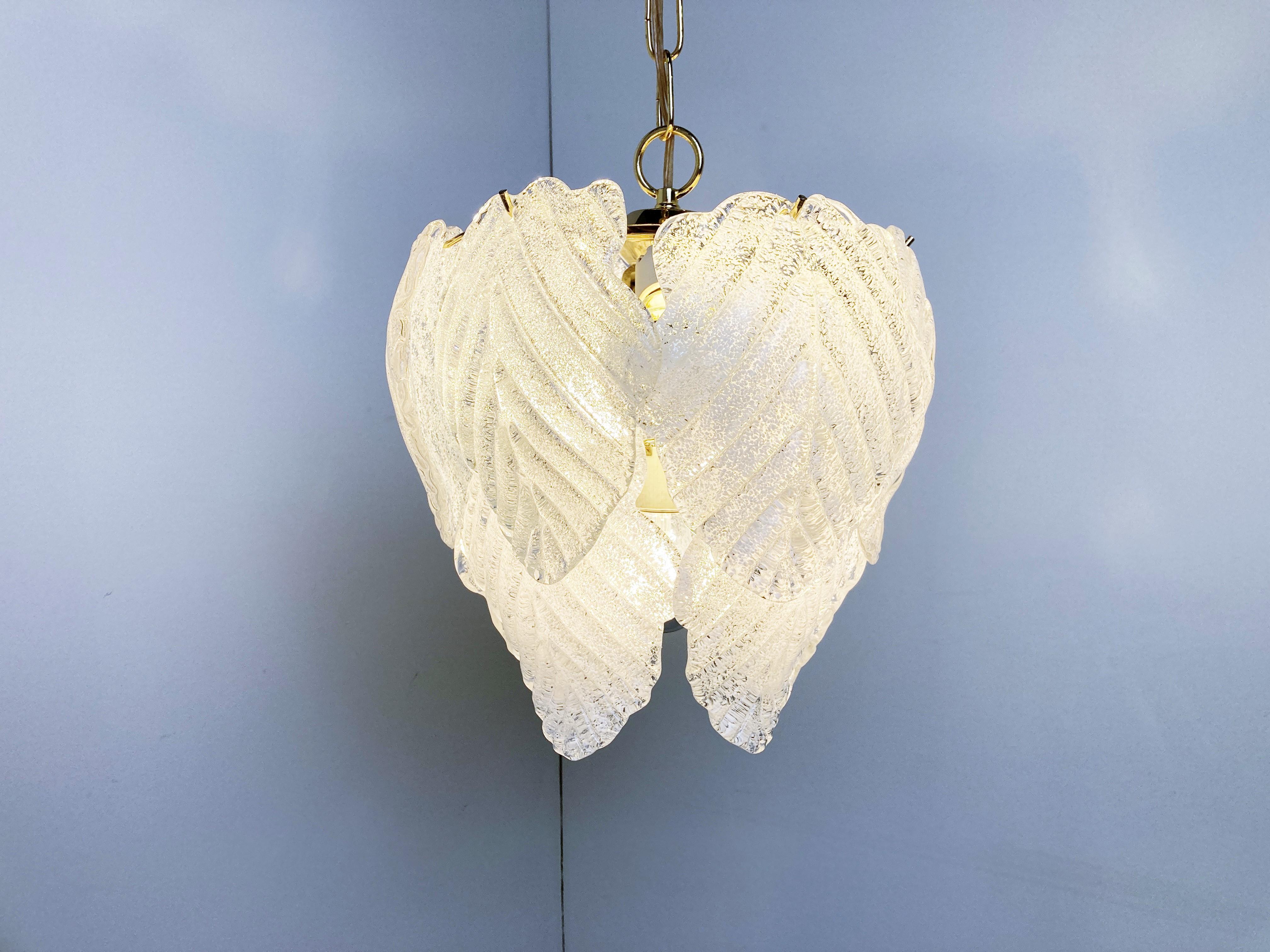 Vintage Murano Leaf Chandelier, 1970s For Sale 2