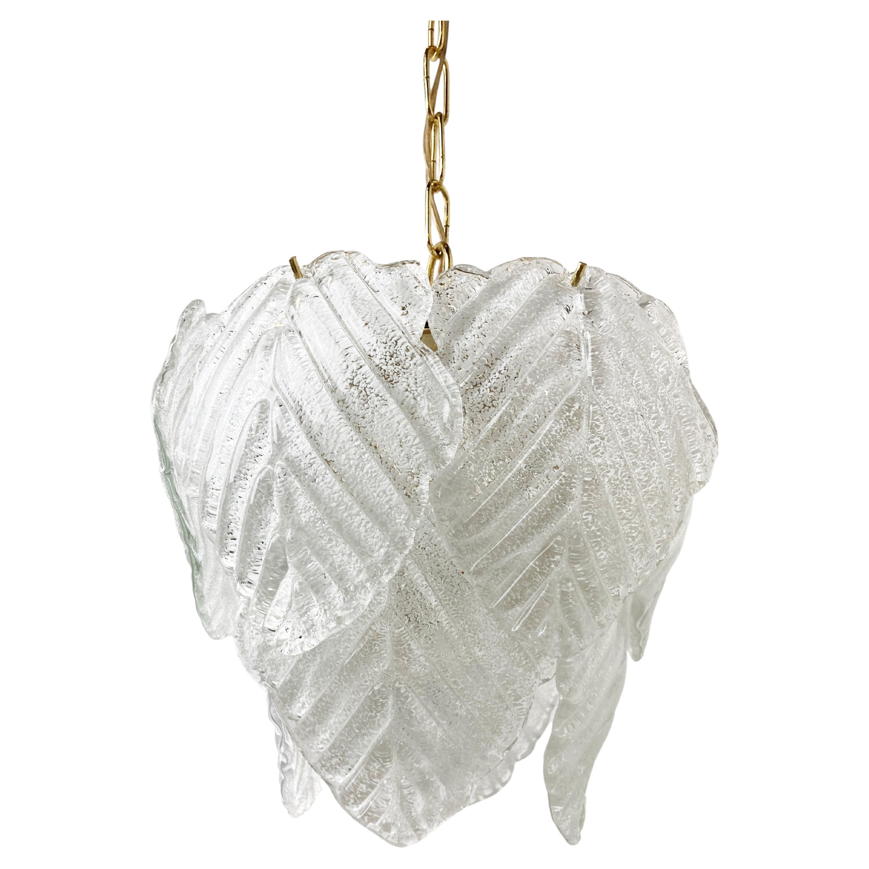 Vintage Murano Leaf Chandelier, 1970s For Sale