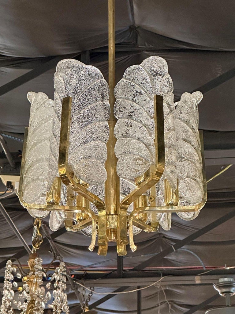 Vintage Murano Leaf Form Chandelier For Sale at 1stDibs