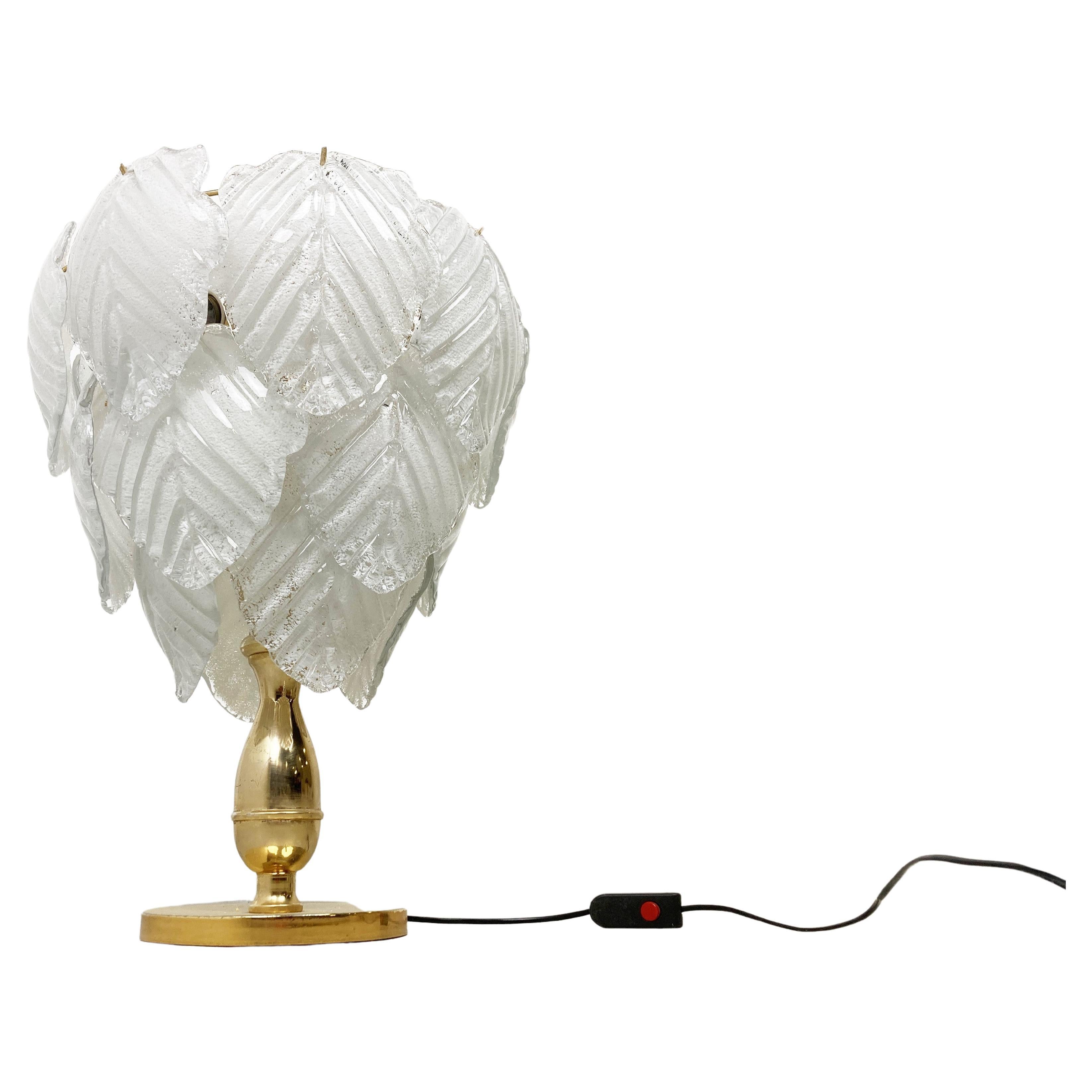 Vintage Murano Leaf Table Lamp, 1970s For Sale