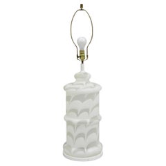 Vintage Murano Mazzega Style White Frosted Swirl Glass Large Table Lamp