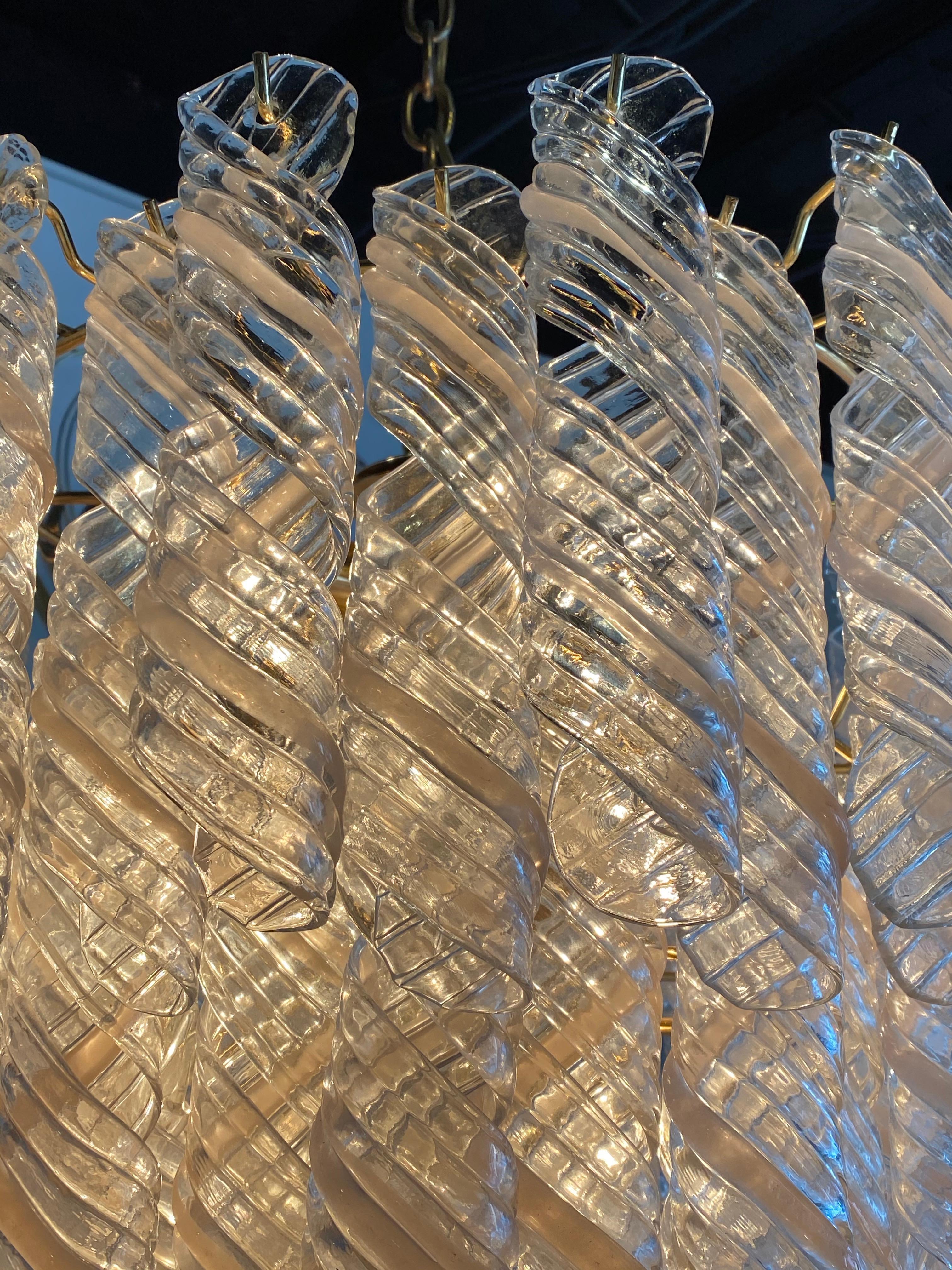 Vintage Murano Mazzega Torciglione Glass Pink Spiral 4-Tier Chandelier 13 Lights 6