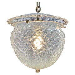 Vintage Murano Milk Glass Bell Form Pendant Lantern