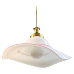 Vintage Murano Milk Glass Hat Pendant Light Mid-Century Italy Vetri Murano