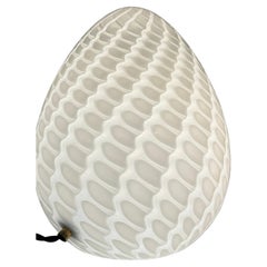 Vintage Murano Mouth Blown White glass peacock Egg Lamp, Italy 1970s