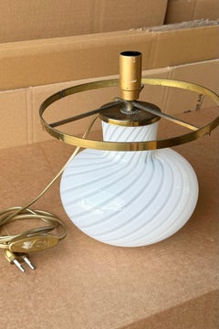 Vintage Murano Mouth Blown white swirl Glass Table Lamp Base
