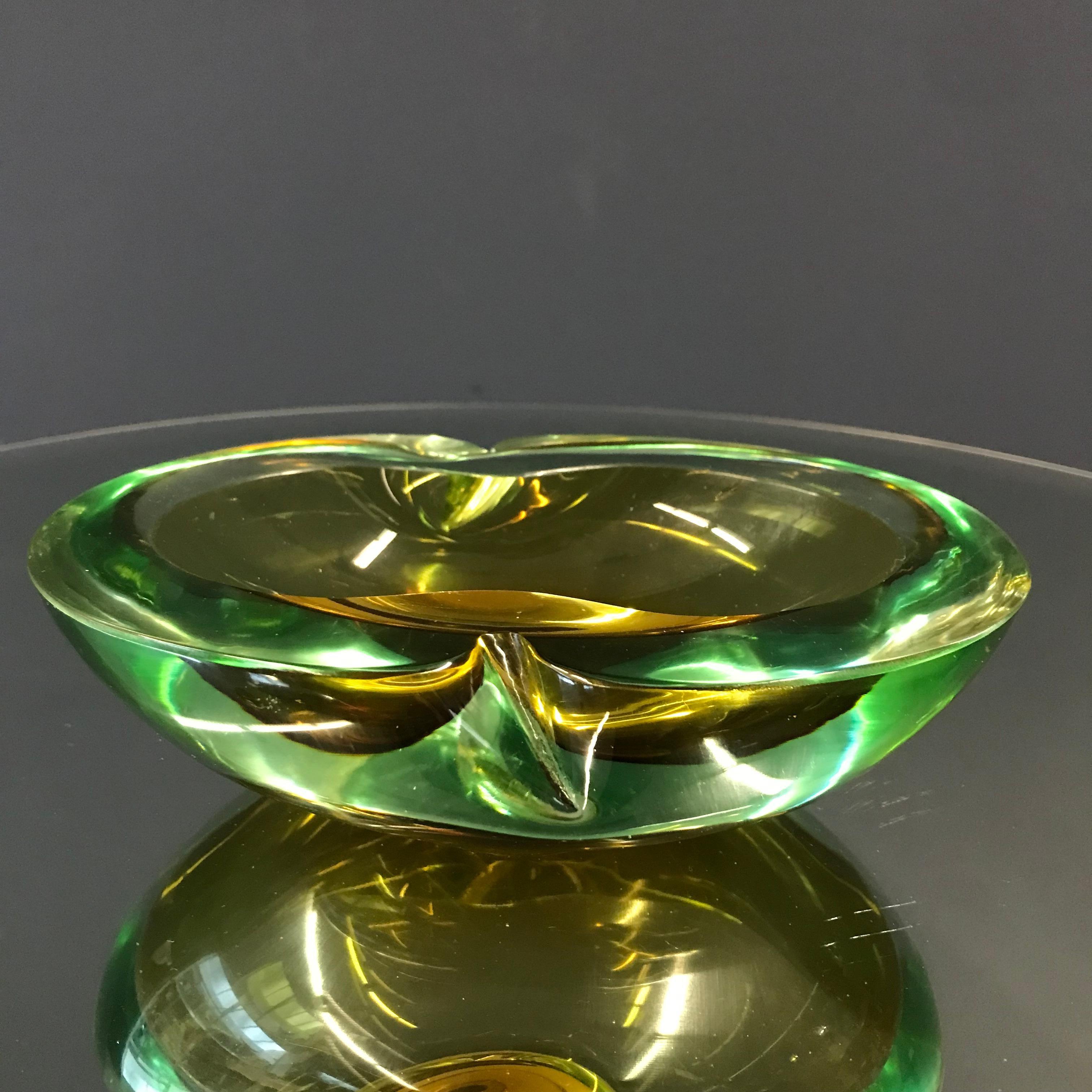 green murano glass ashtray