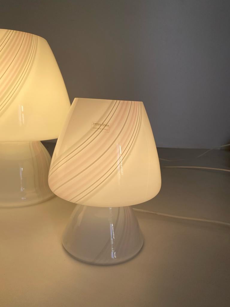 Vintage Murano mushroom table lamps, set of three, Italy 1970s For Sale 3