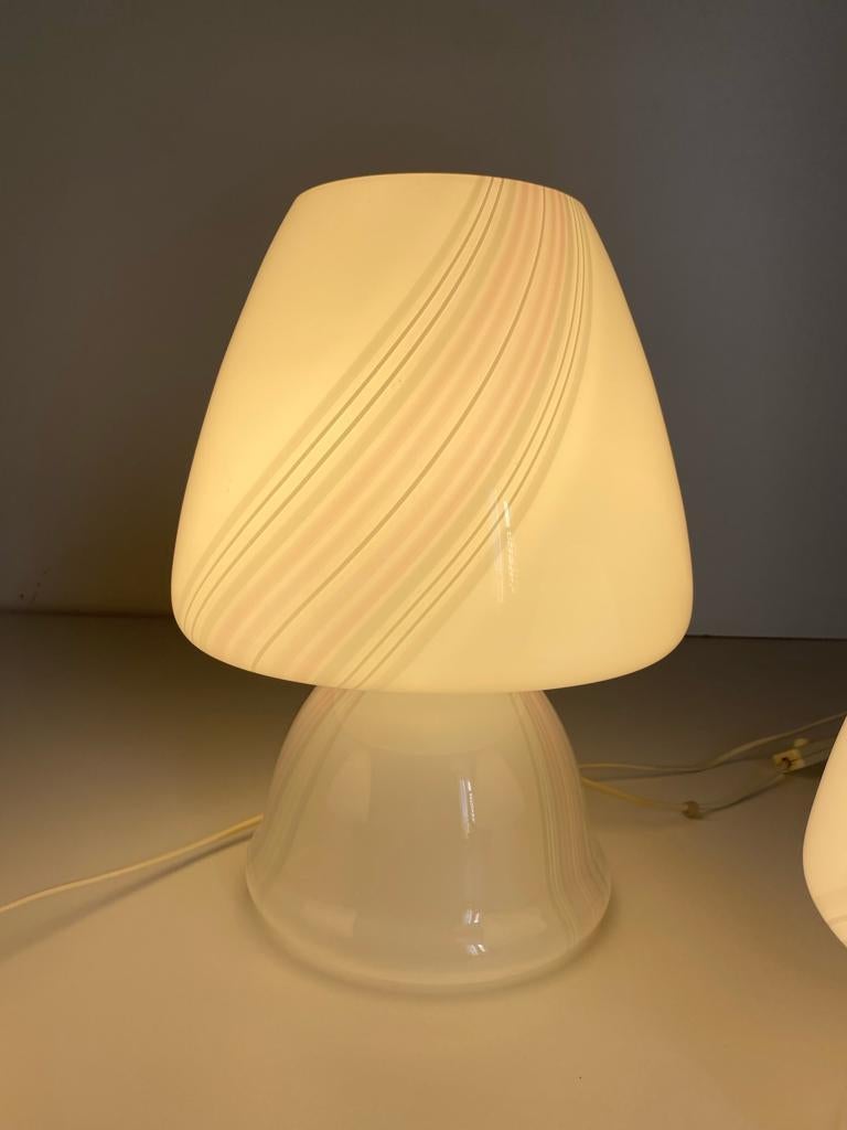 Vintage Murano mushroom table lamps, set of three, Italy 1970s For Sale 5