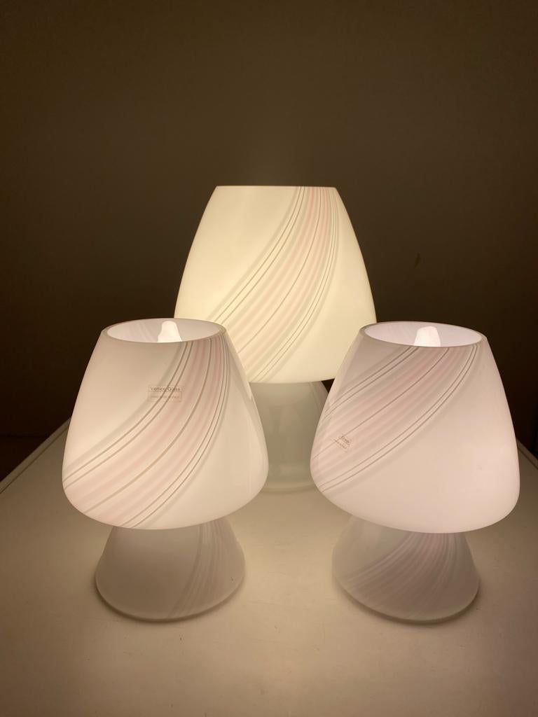 Vintage Murano mushroom table lamps, set of three, Italy 1970s For Sale 6
