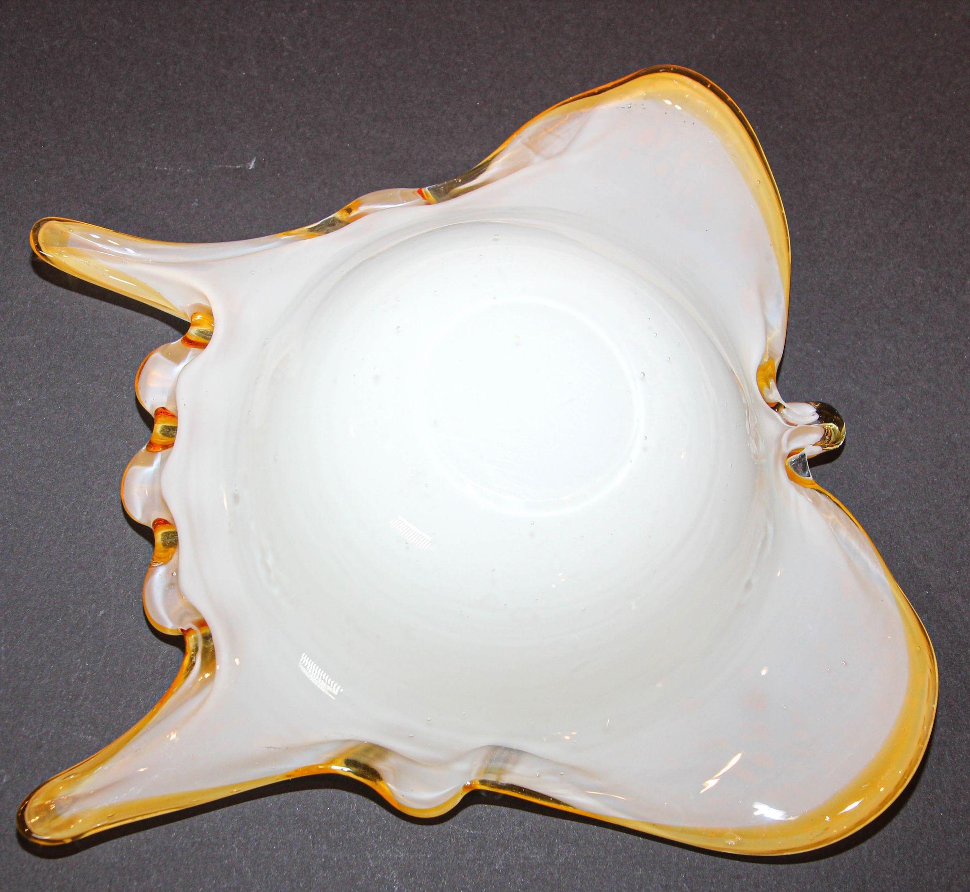 Vintage Murano Opal & Gold Aventurine Art Glass Bowl Ashtray Fratelli Toso I For Sale 8