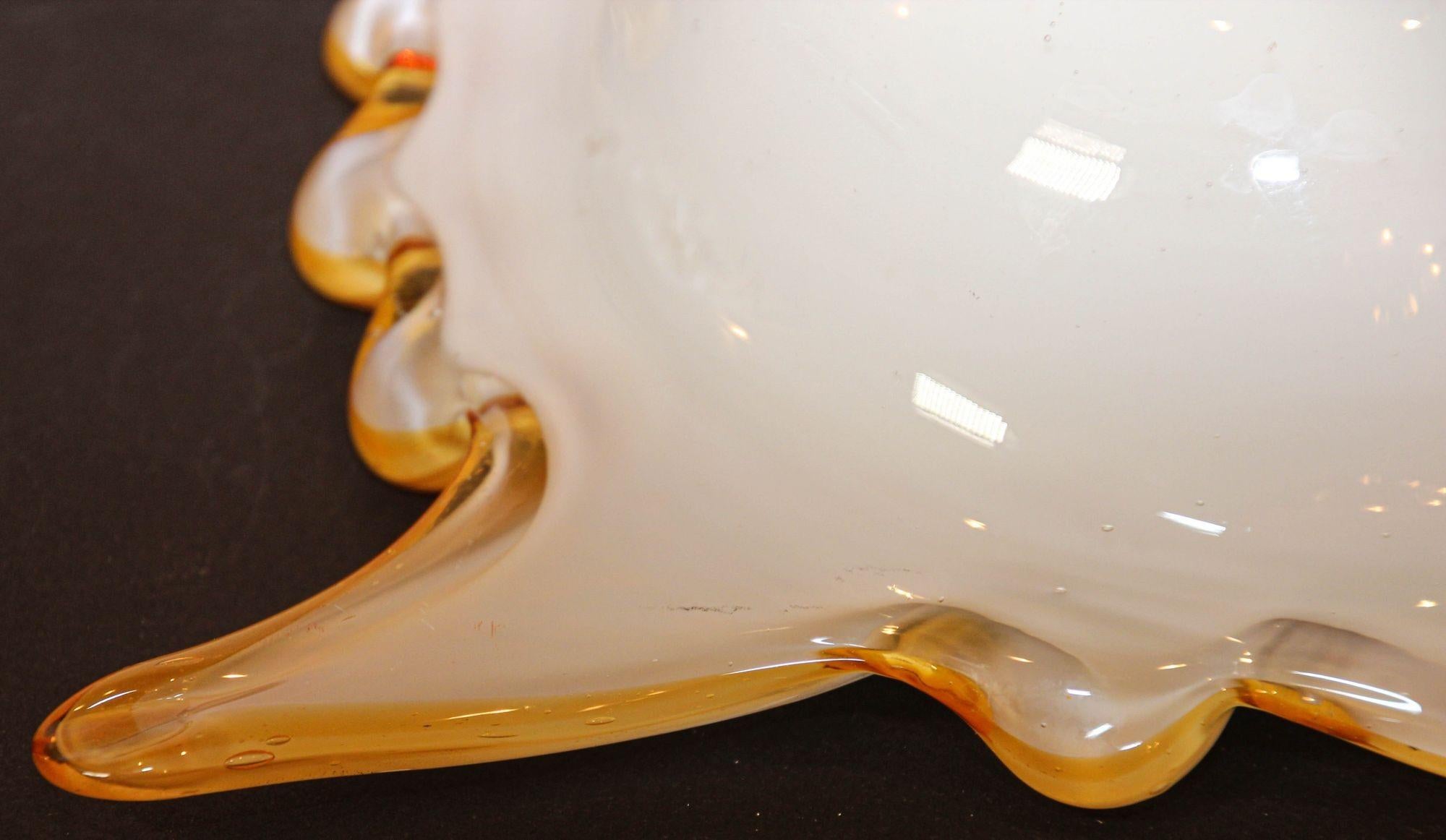 Vintage Murano Opal & Gold Aventurine Art Glass Bowl Ashtray Fratelli Toso I For Sale 10