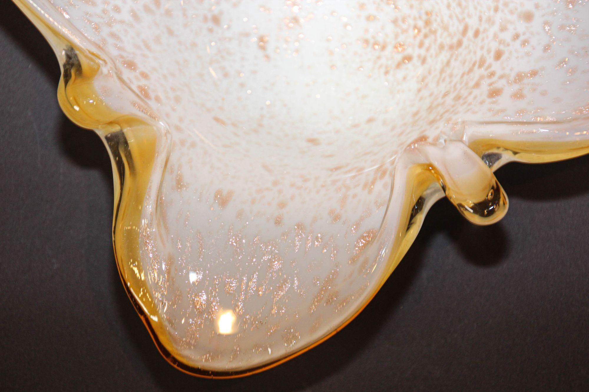 Aventurin-Kunstglasschale/Aschenbecher aus Muranoglas mit Opal und Gold von Fratelli Toso I (Handgefertigt) im Angebot