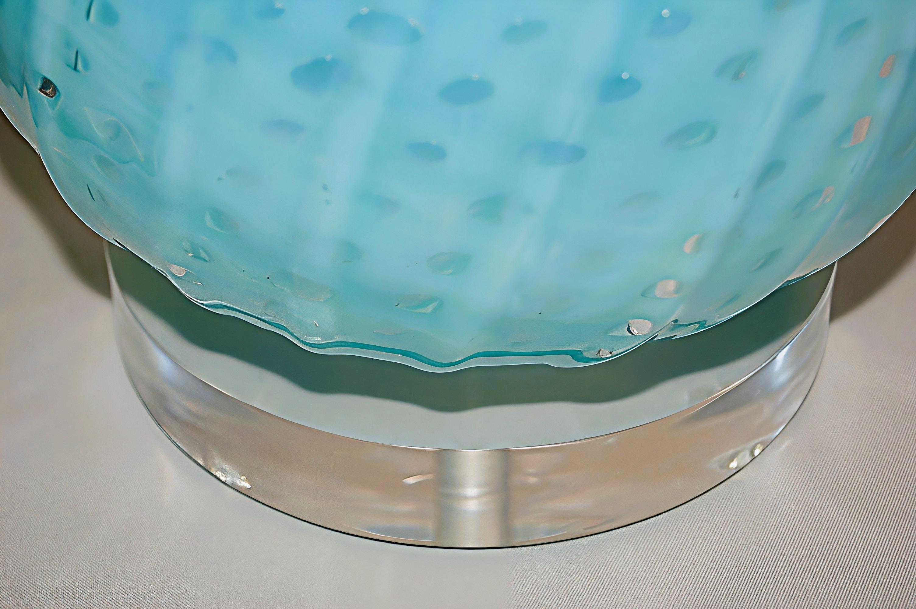 Lámparas de mesa vintage de bolas de cristal opalino de Murano Azul en venta 2