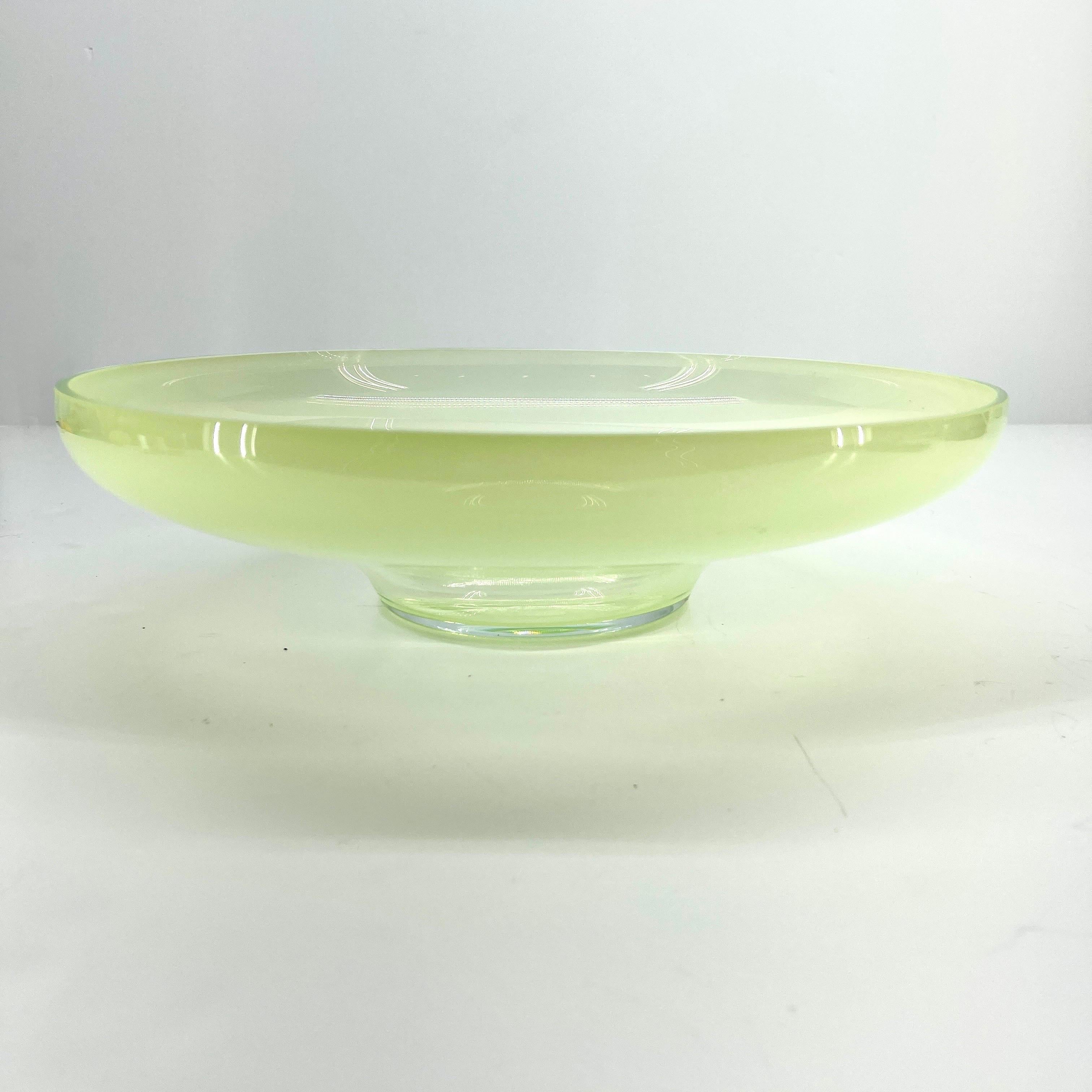 Vintage Murano Opaline Glass Large Centerpiece Bowl For Sale 2