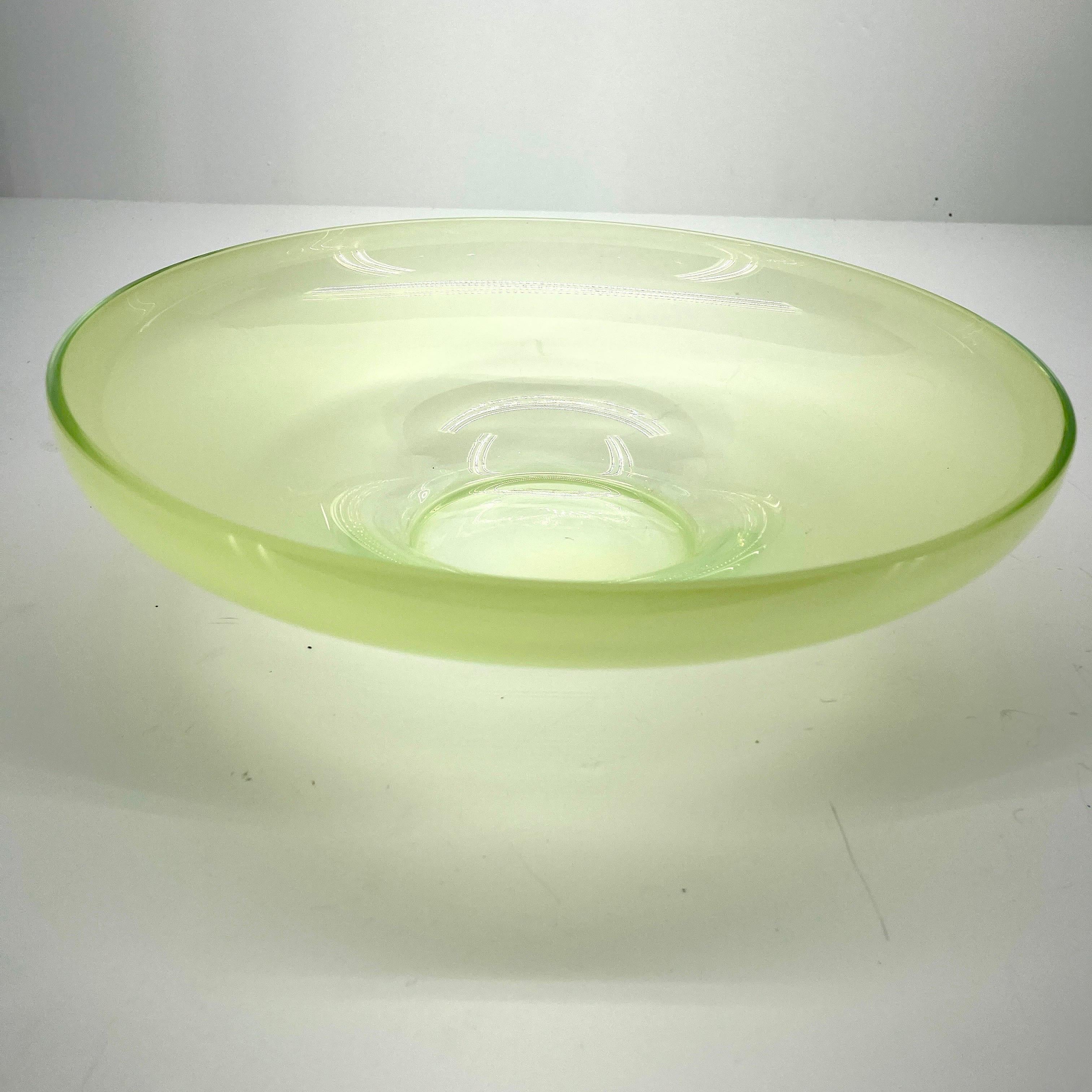 Vintage Murano Opaline Glass Large Centerpiece Bowl For Sale 1