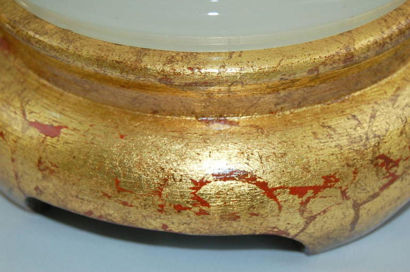Lampade da tavolo in vetro opalino di Murano vintage oro bianco in vendita 1