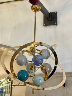 Vintage Murano Pastel Glass Sphere Chandelier, Ellipctical Shaped, 1970