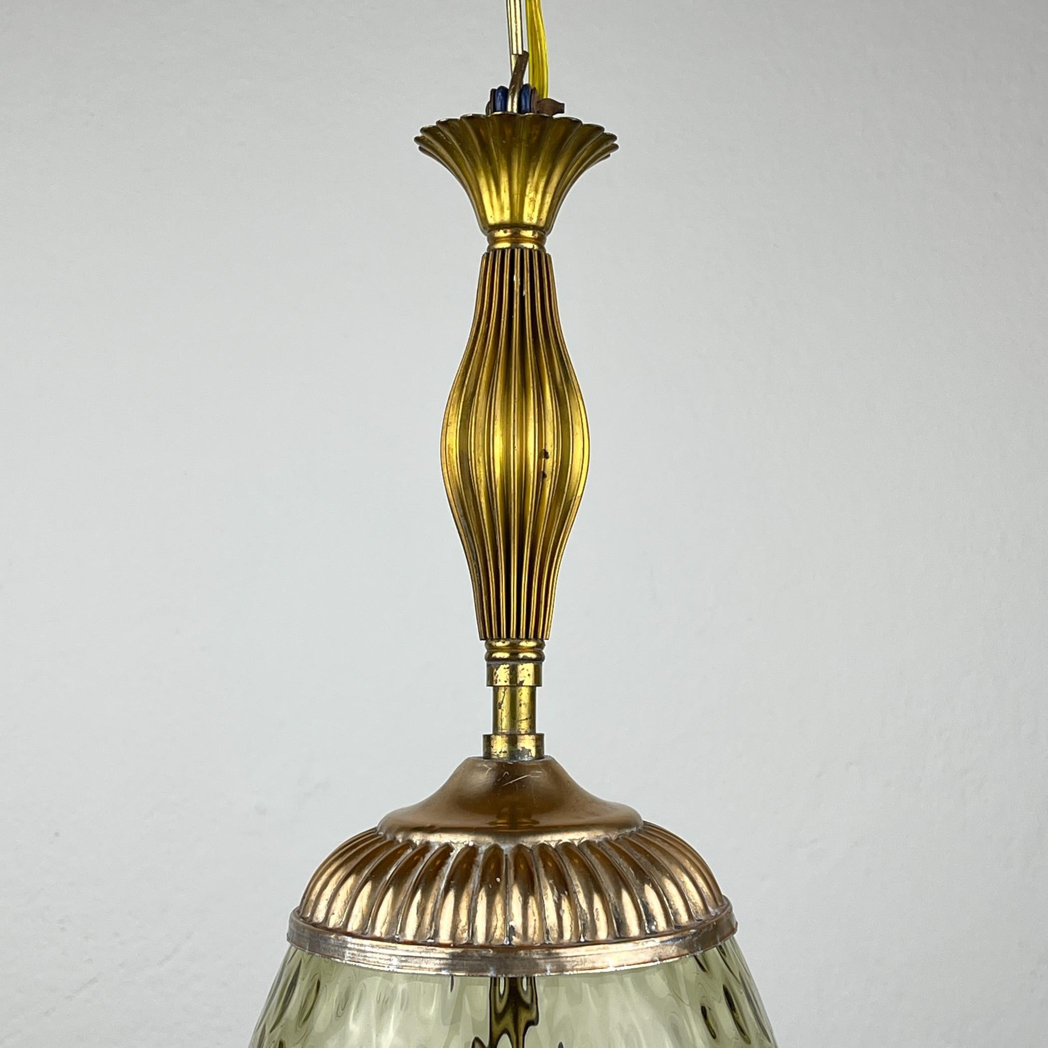 Brass Vintage murano pendant lamp, Italy, 1950s