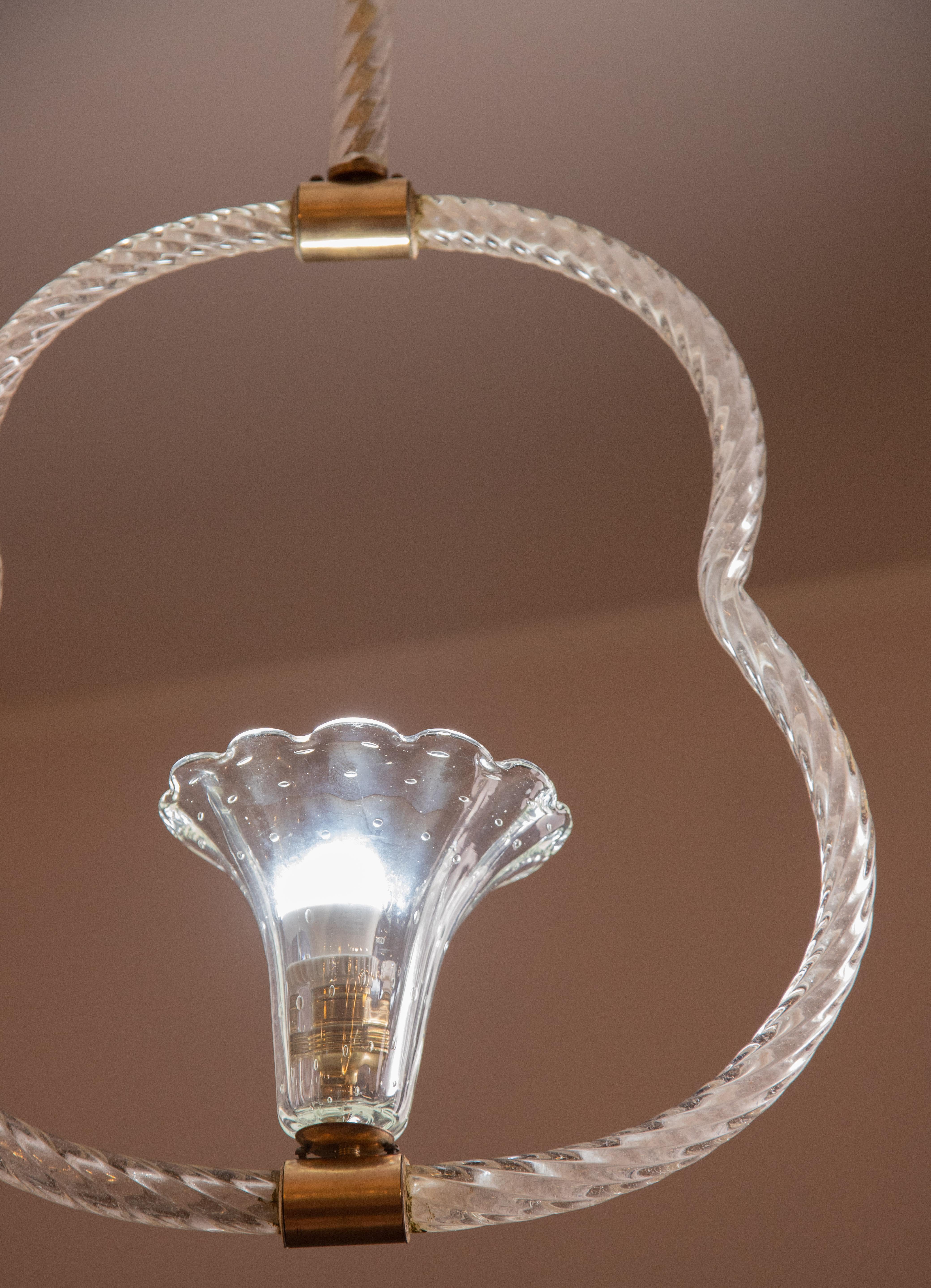 Lampe à suspension vintage en verre de Murano, « Bullicante Glass », 1950 en vente 2