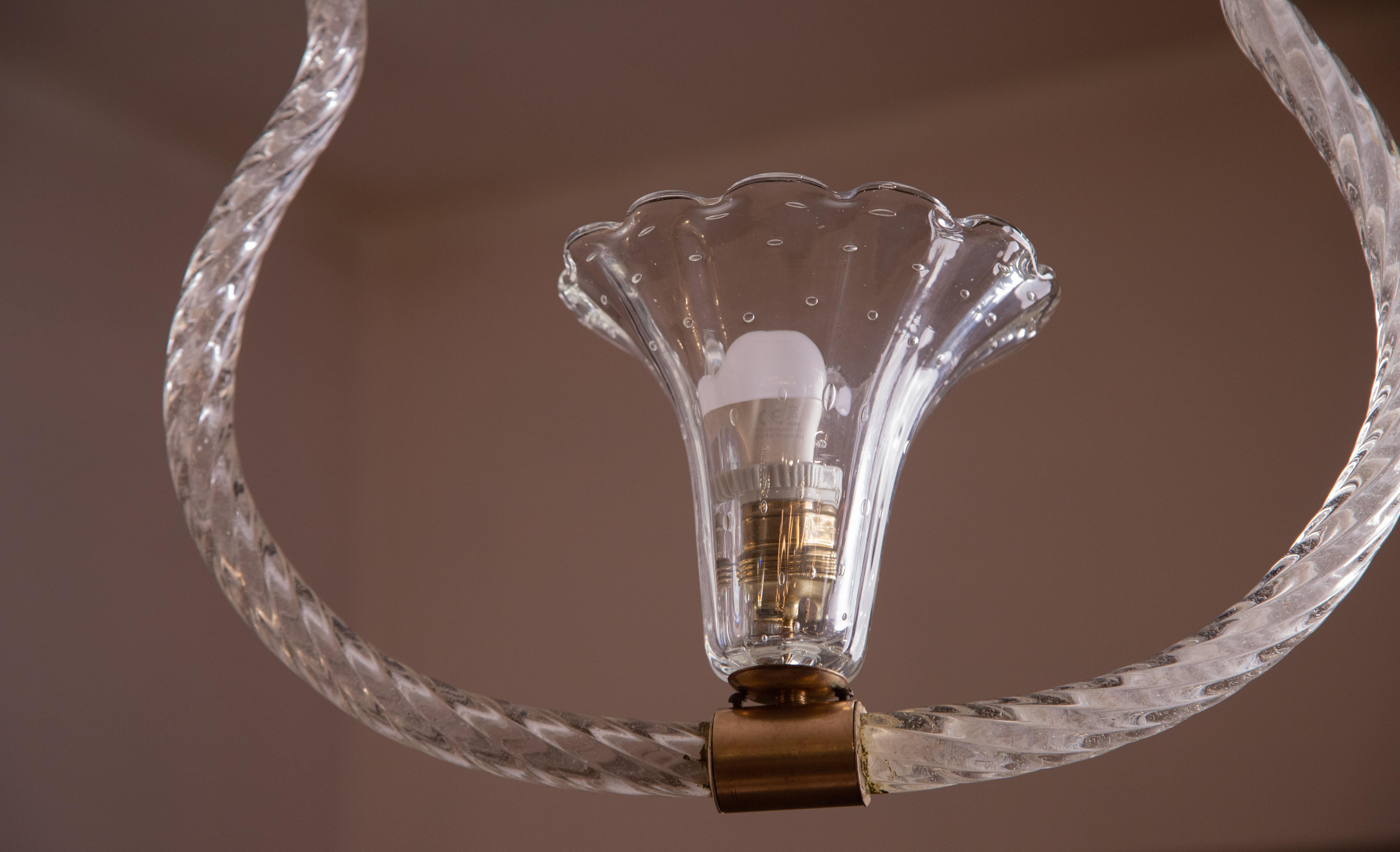 Lampe à suspension vintage en verre de Murano, « Bullicante Glass », 1950 en vente 5