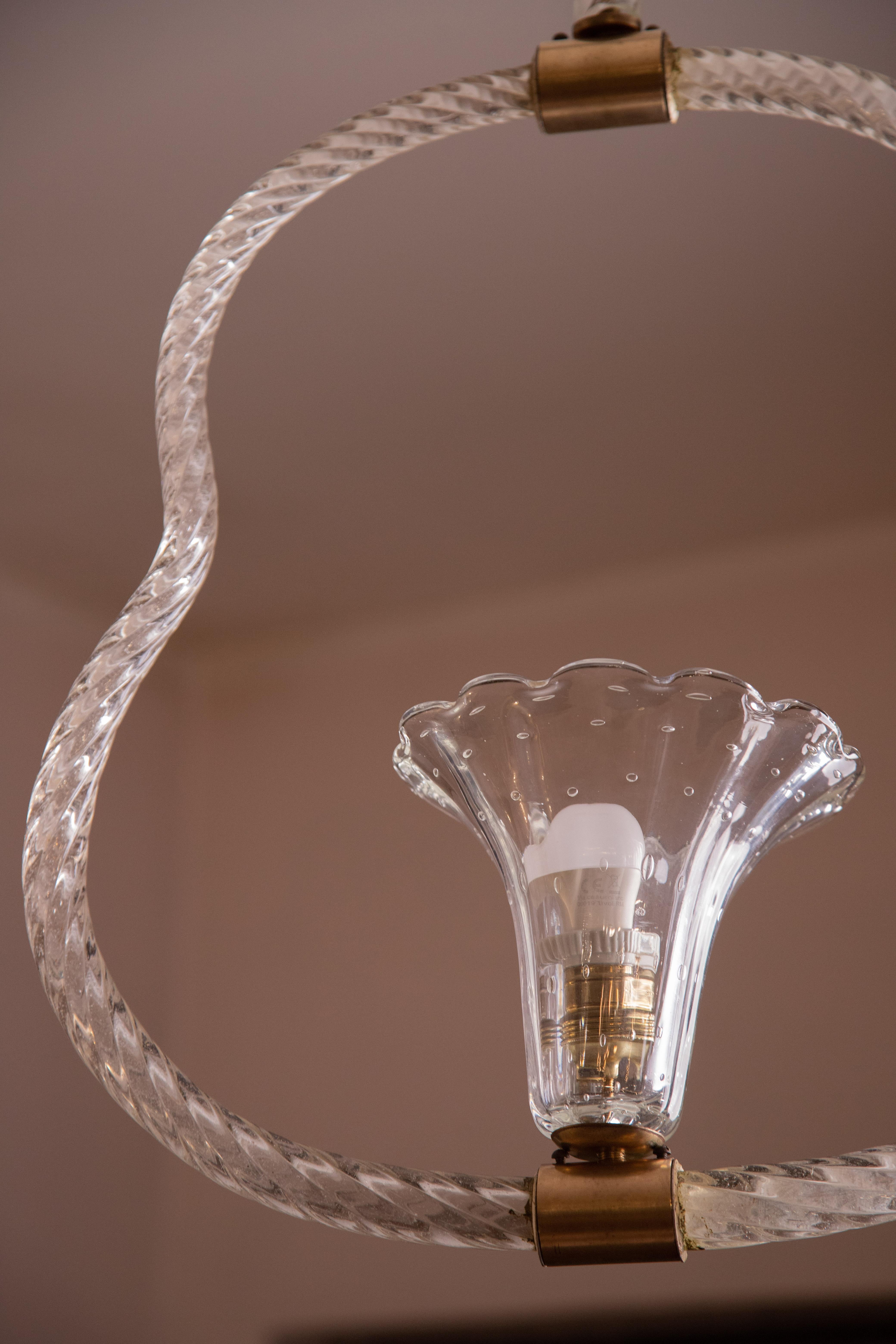 Lampe à suspension vintage en verre de Murano, « Bullicante Glass », 1950 en vente 6
