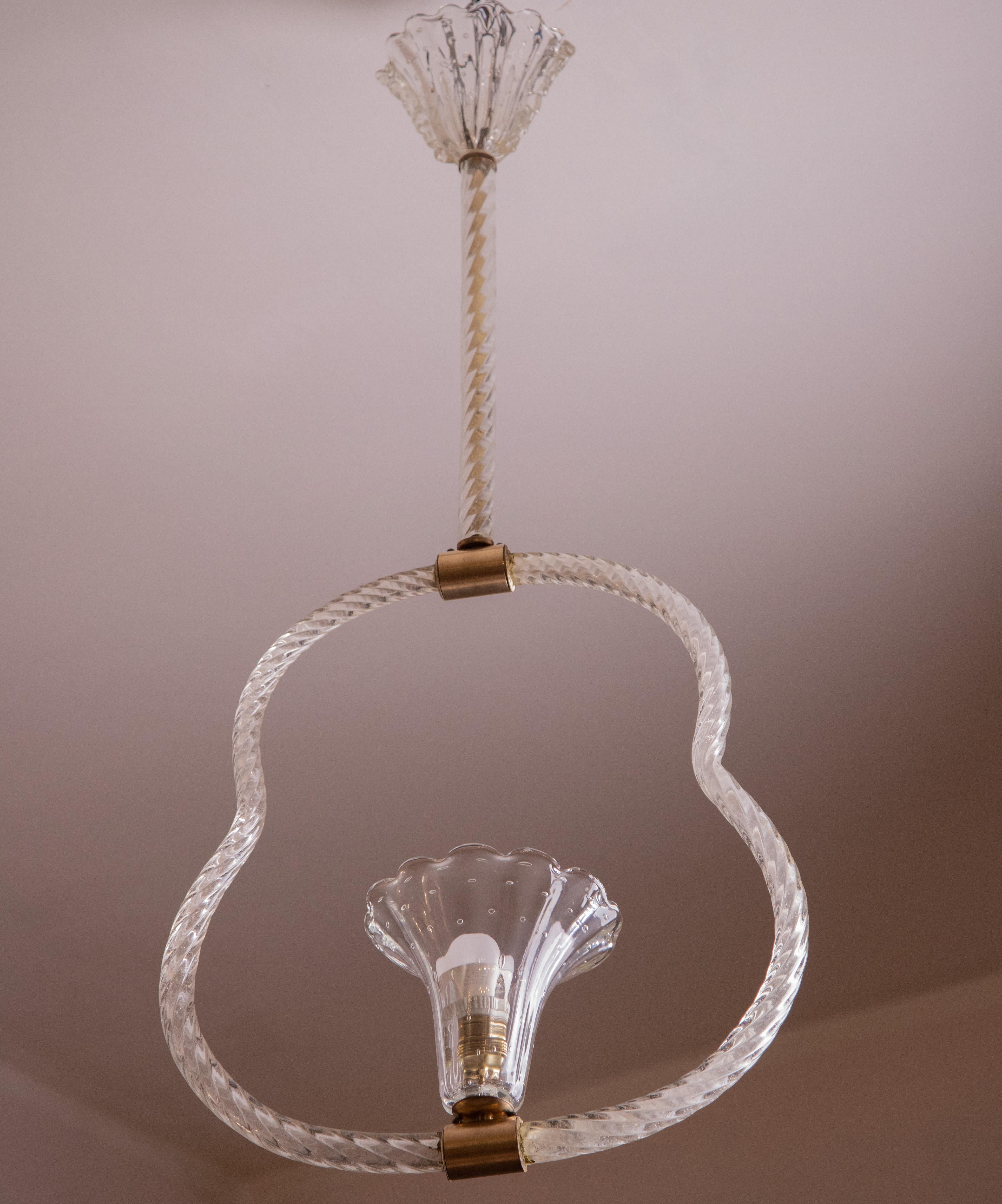 Lampe à suspension vintage en verre de Murano, « Bullicante Glass », 1950 en vente 7