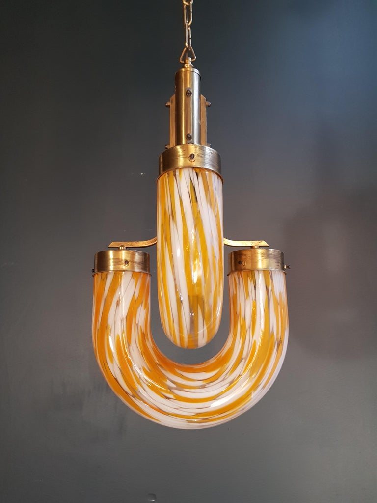 Vintage Murano Pendant Mazzega By Carlo Nason 1960s Chandelier Space Age Yellow