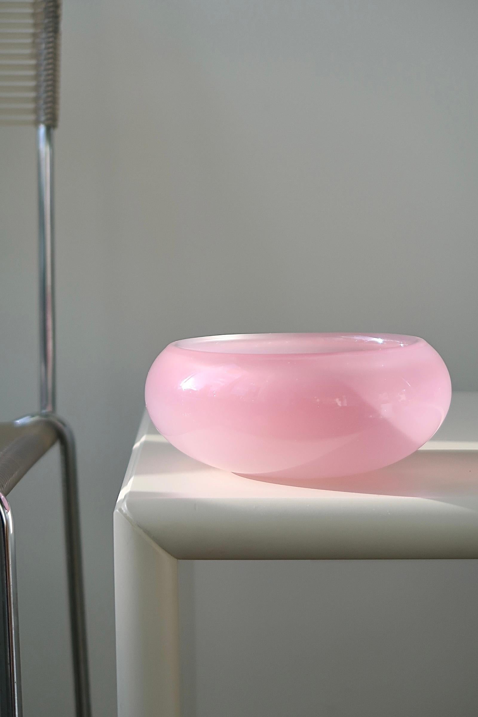 Mid-Century Modern Vintage Murano Pink Alabaster Glass Bowl