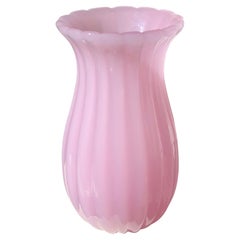 Vintage Murano Pink Alabastro Opal Glass Vase Seguso Design 70s Italian