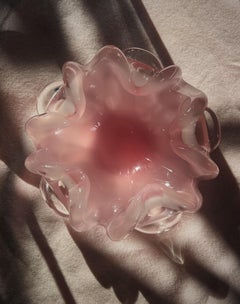 Vintage Murano Rosa Glas Aschenbecher - Retro Handmade Italian Glassware, Pastell Pin