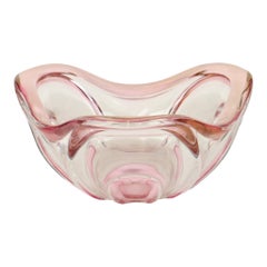 Vintage Murano Pink Glass Fruit Bowl 1960s