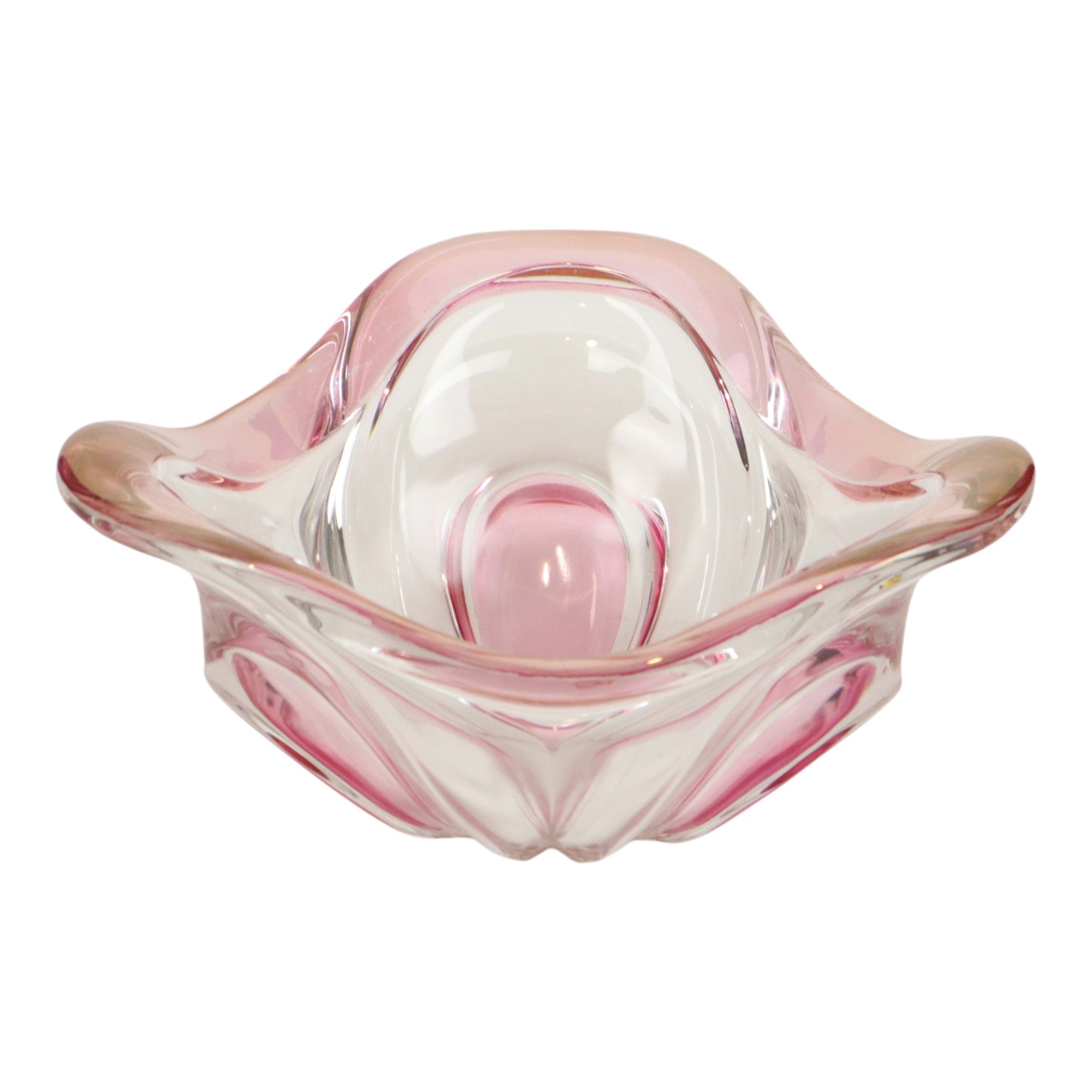 Saladier vintage en verre rose de Murano, années 1960