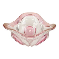 Vintage Murano Pink Glass Fruit Bowl 1960s