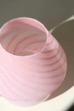 Vintage Murano Pink Swirl Baby Mushroom Table Lamp