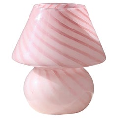 Vintage Murano Pink Swirl Baby Mushroom Table Lamp