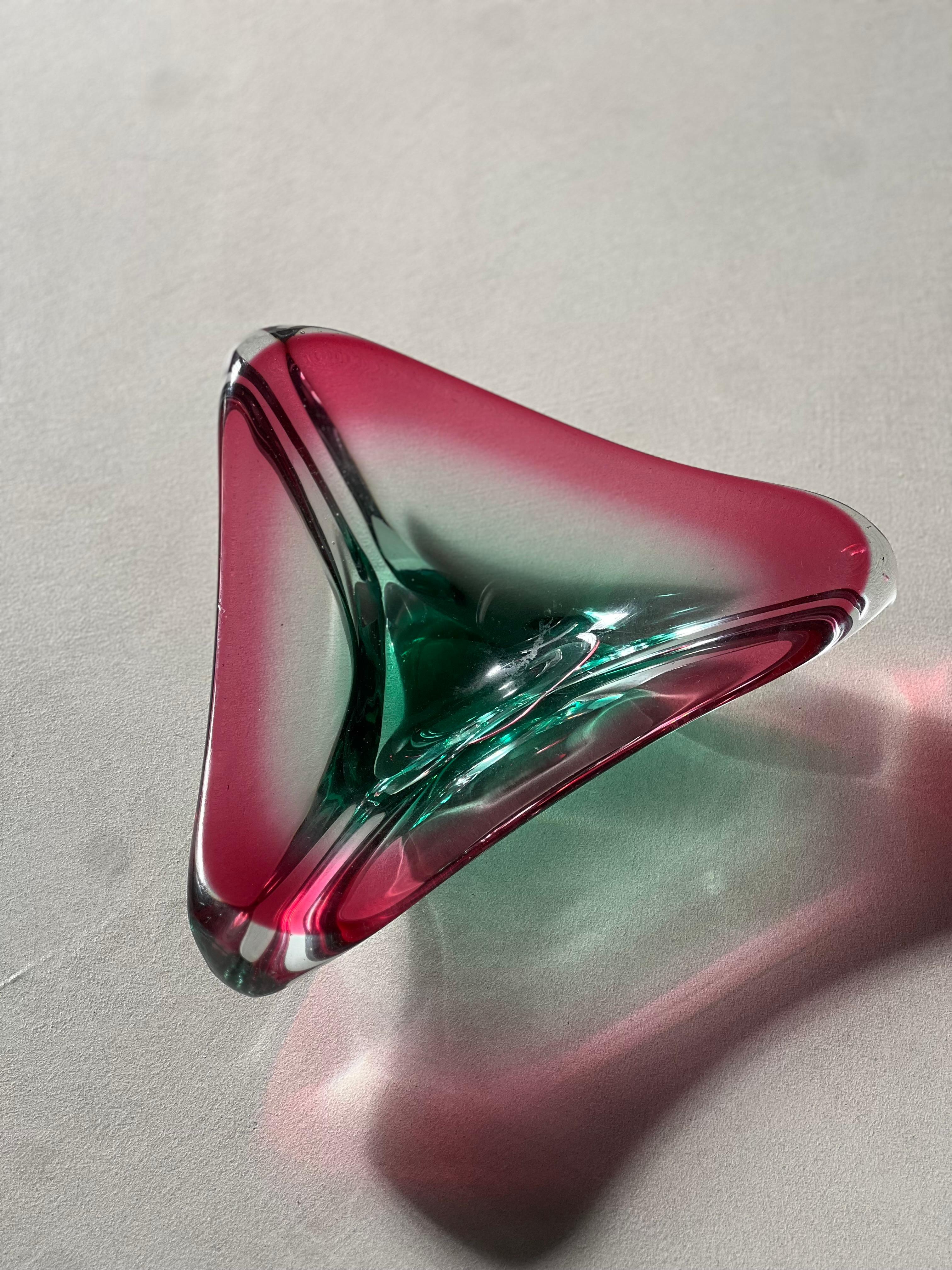 Emptier-Schale aus Murano in Rosa und Grün mit Tasche in Rosa und Grün, selten und dekorativ, 60er Jahre im Angebot 10