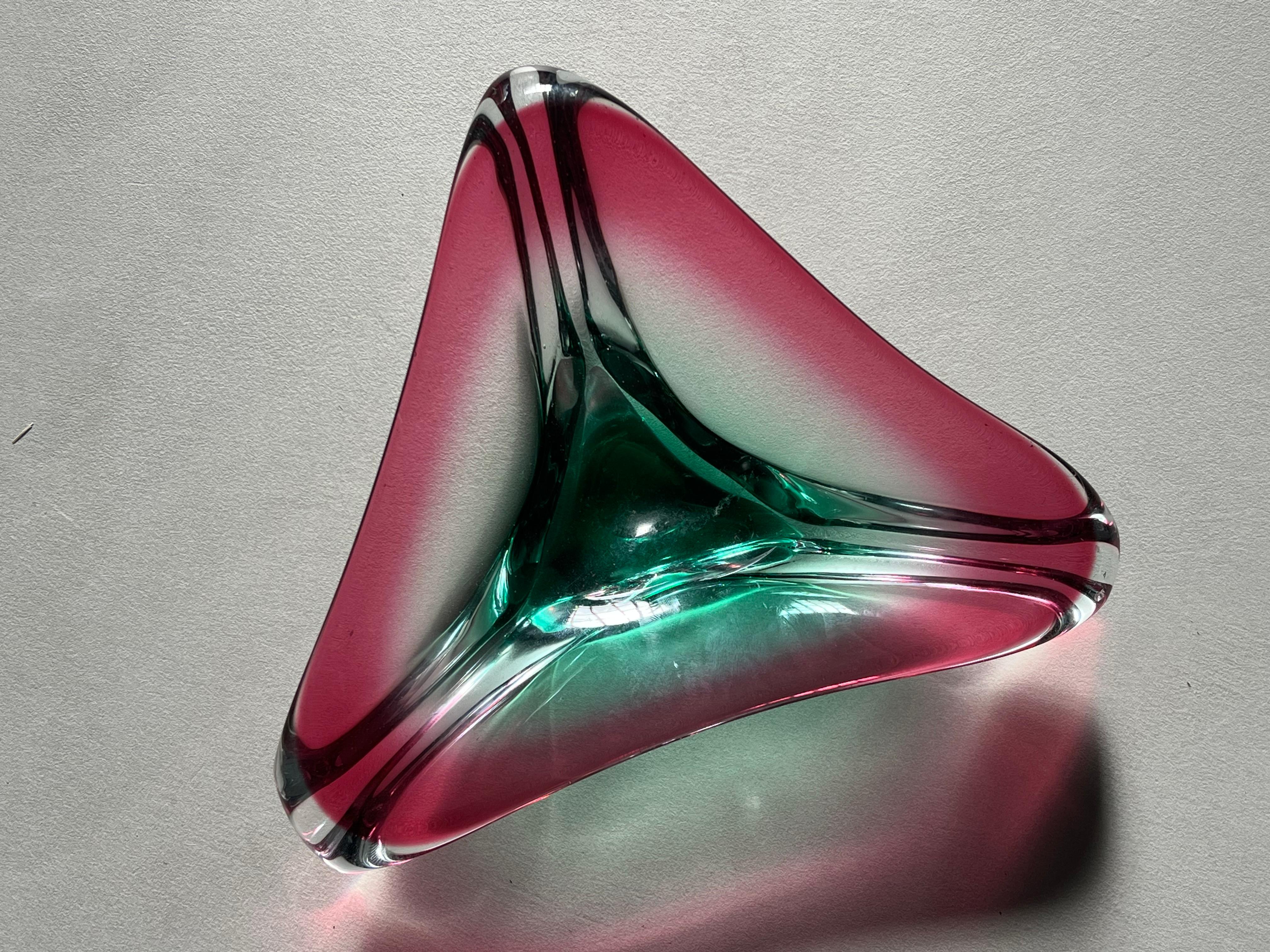 Emptier-Schale aus Murano in Rosa und Grün mit Tasche in Rosa und Grün, selten und dekorativ, 60er Jahre im Angebot 12