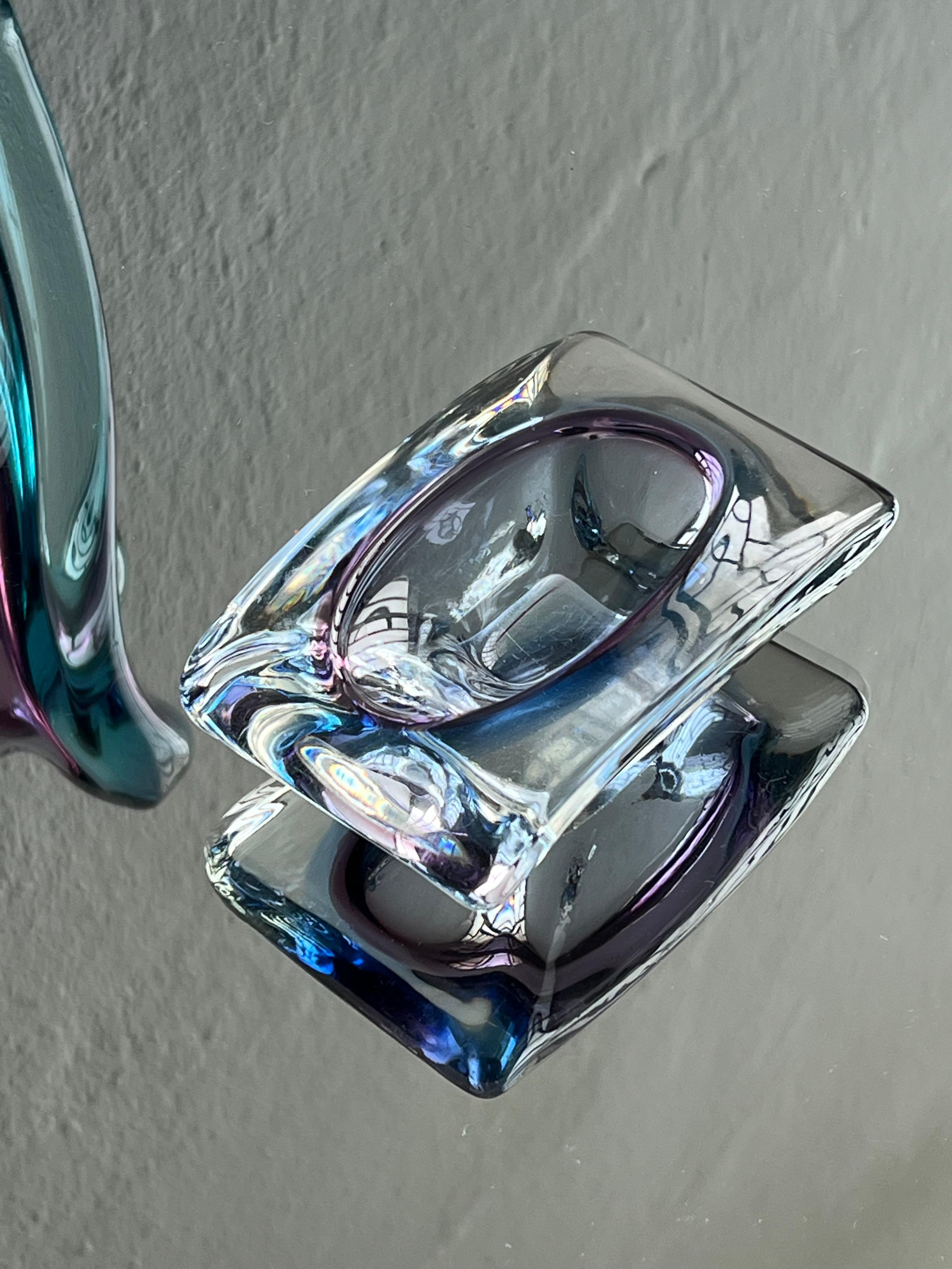 Mid-Century moderno Vaso tascabile di Murano d'epoca in viola e blu, raro vaso decorativo degli anni '60 in vendita