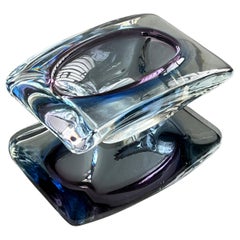 Vintage Murano Pocket Emptier Bowl in violat & blue, rare decorative 60's vase