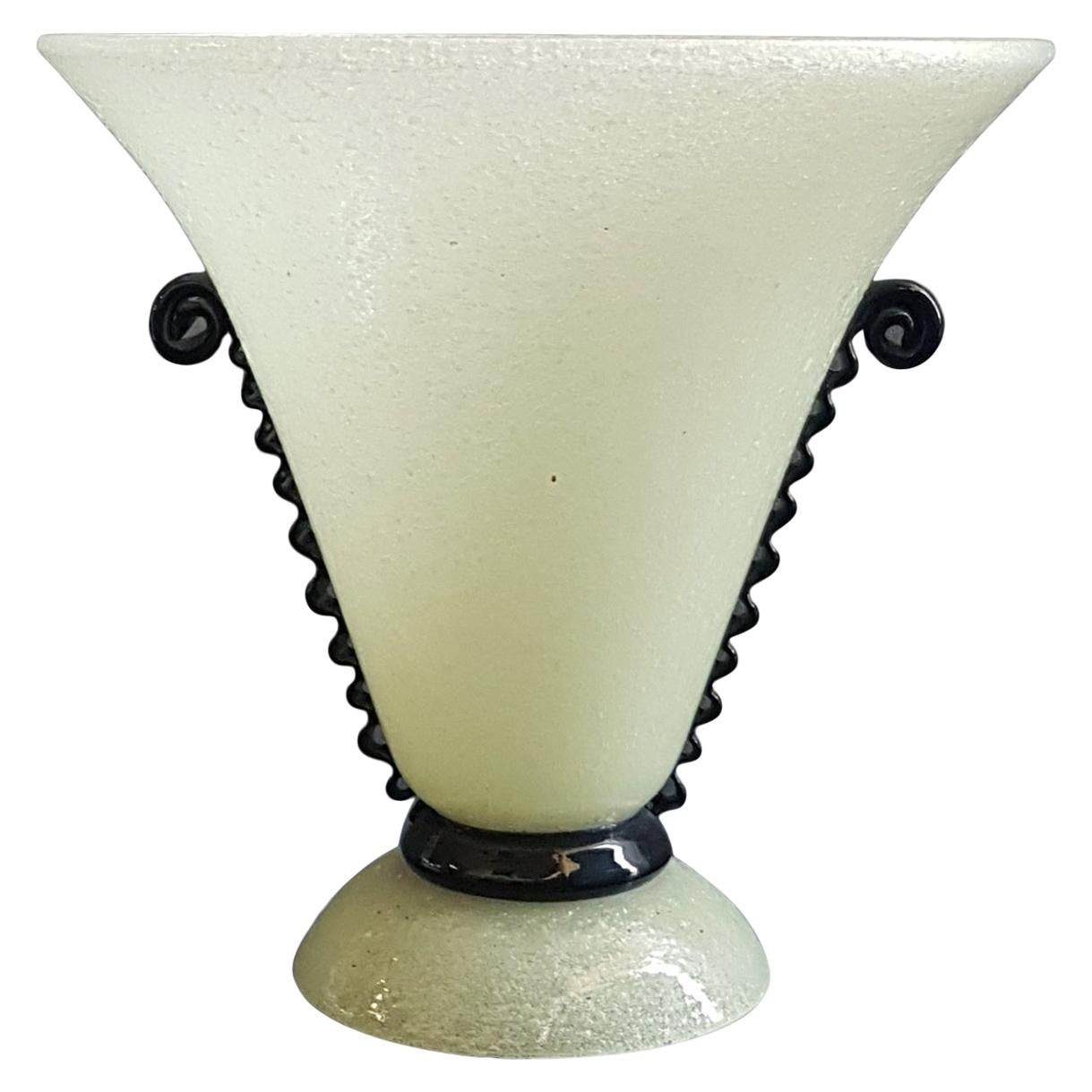 Vintage Murano Pulegoso Glass Vase, 1930s