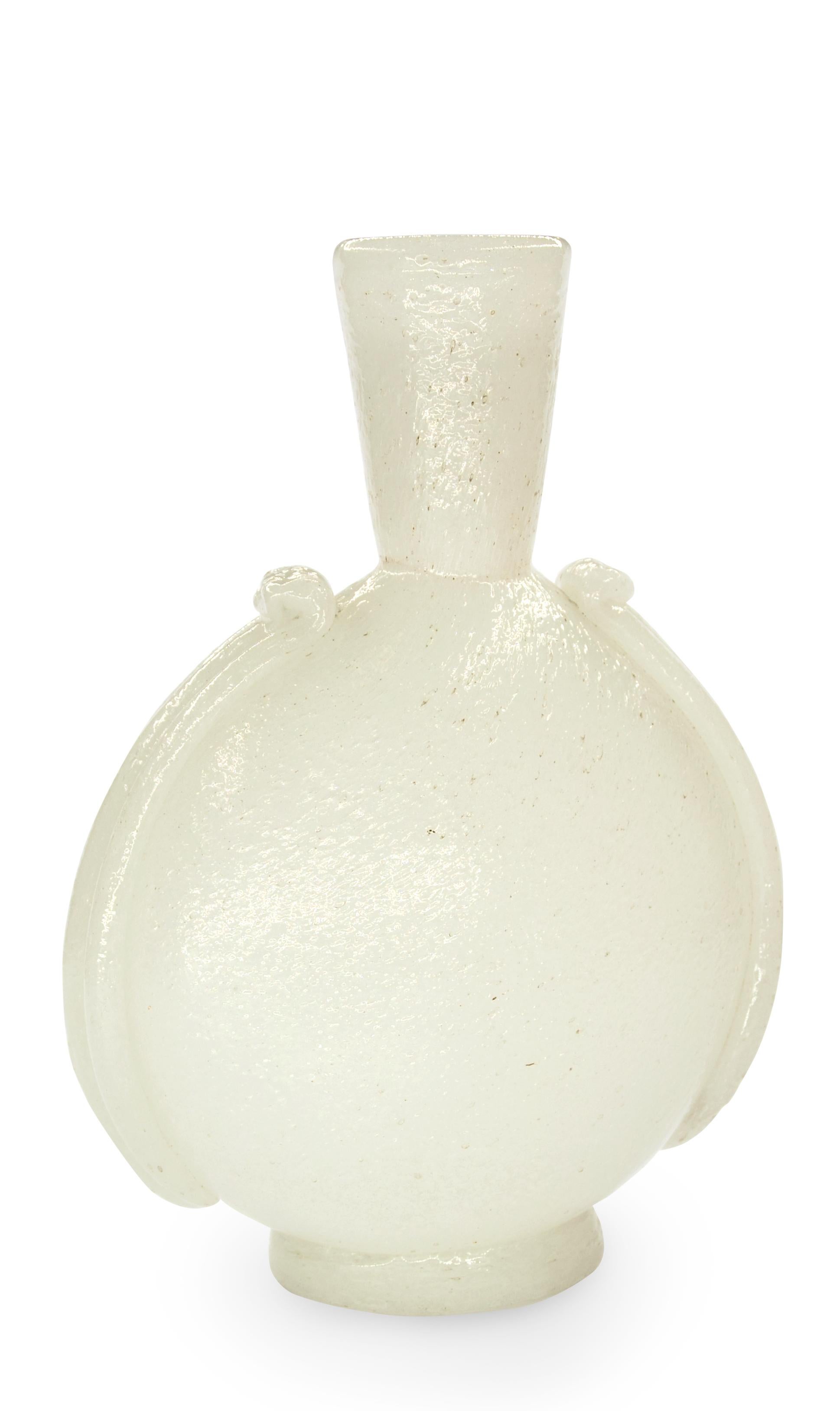 Italian Vintage Murano Pulegoso Glass Vase with Applications, 1930s