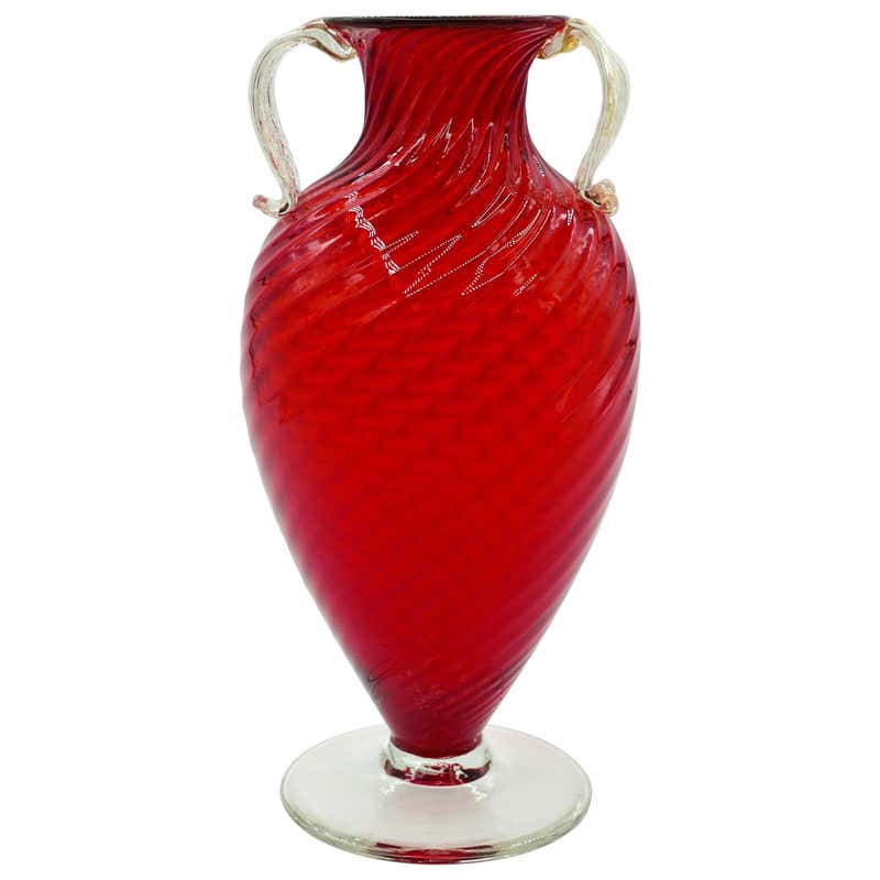 Vintage Murano Red Glass Vase Second Half Of The 20th Century At 1stdibs
