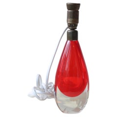 Retro Murano Red Sommerso Segusp Lamp Base 70s Italian Mouth Blown Glass