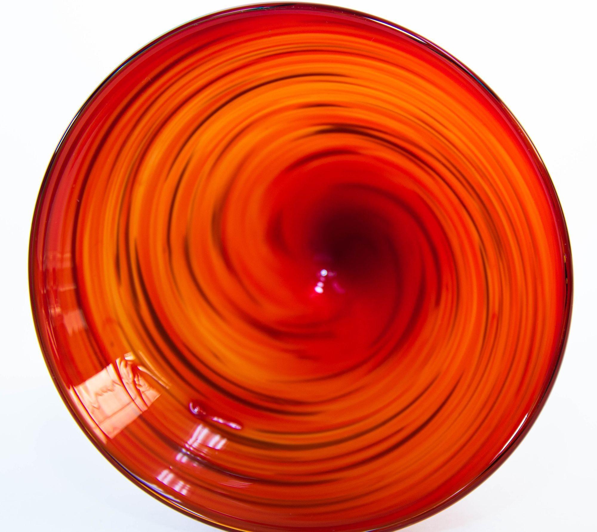 Vintage Murano Red Swirl Martini Glasses Set of 4 Colorful Barware 1